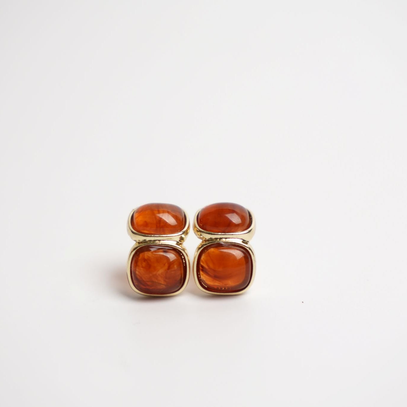 Amber & Rose Gold Stud Earrings