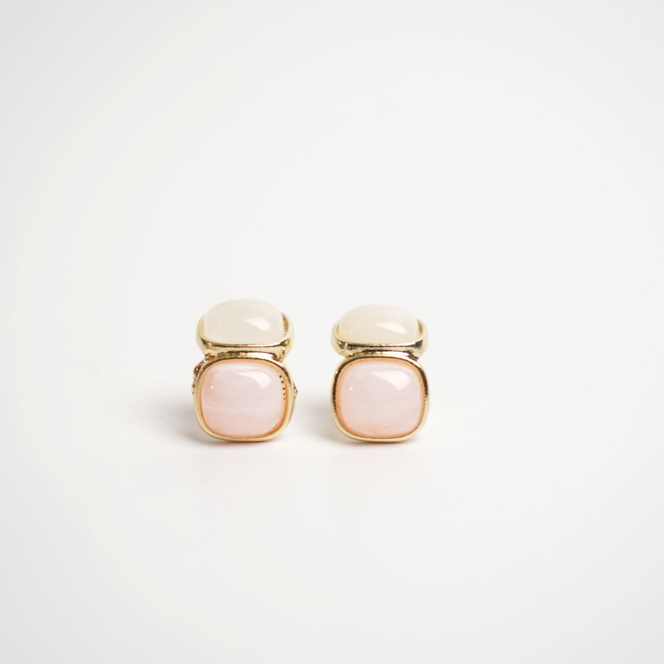 Amber & Rose Gold Stud Earrings