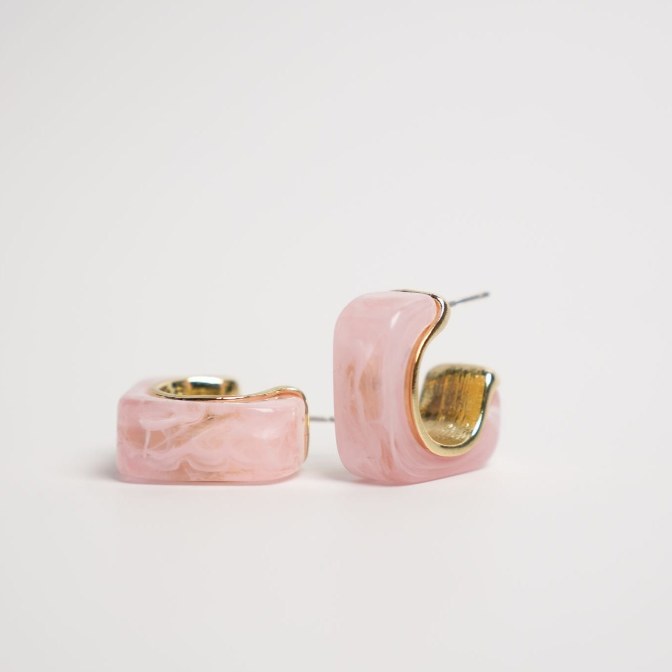 Blush Marbled Hoop Earrings