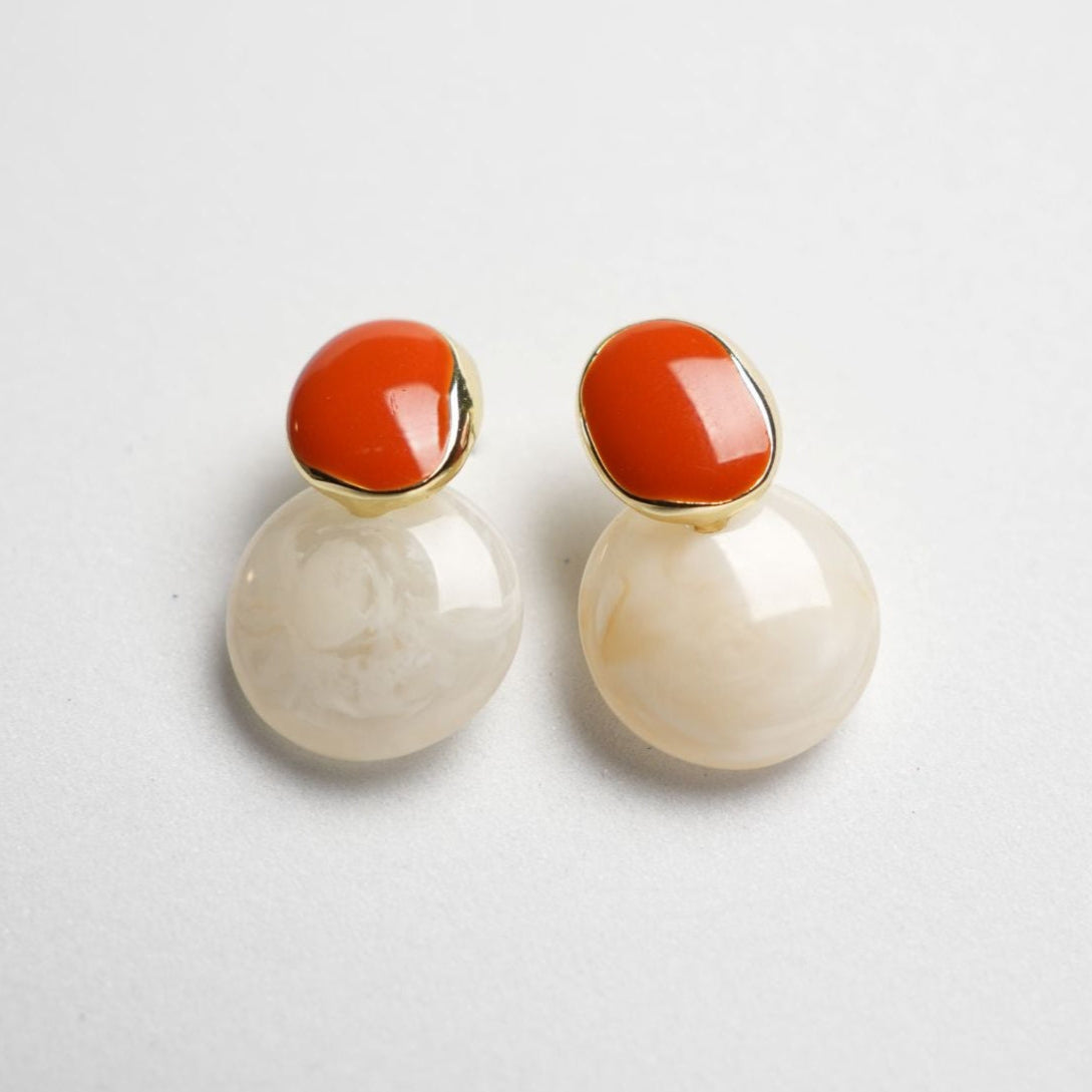 Coral Cream Drop Earrings