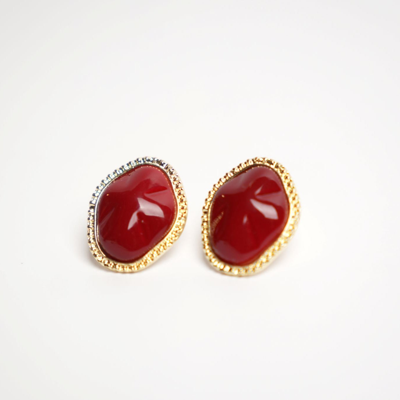 Crimson Gem Stud Earrings