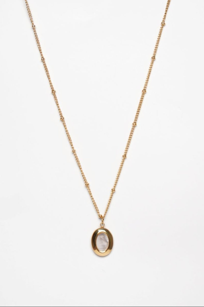 Moonstone Oval Charm Necklace