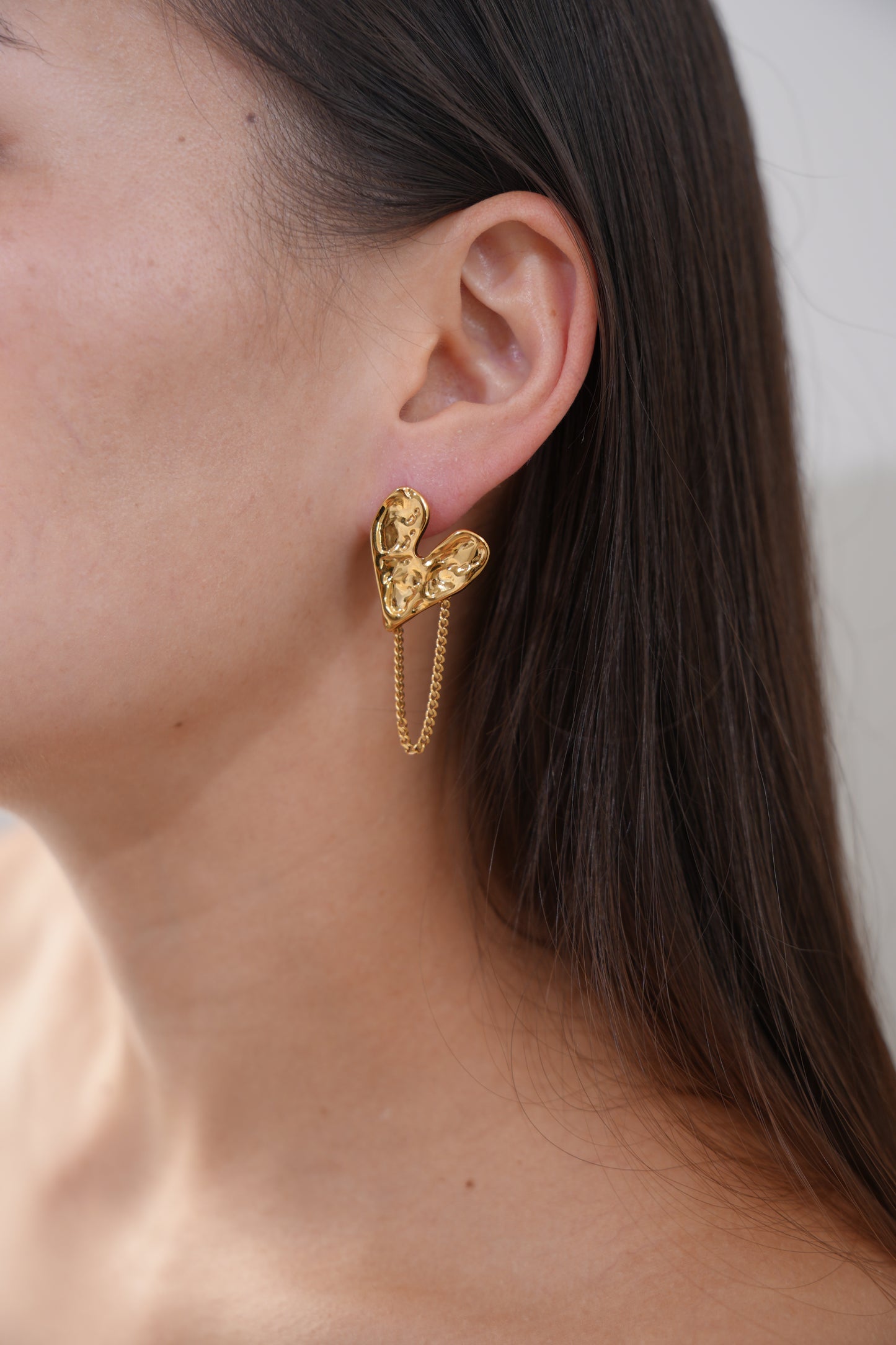 Melted Heart Chain Earrings