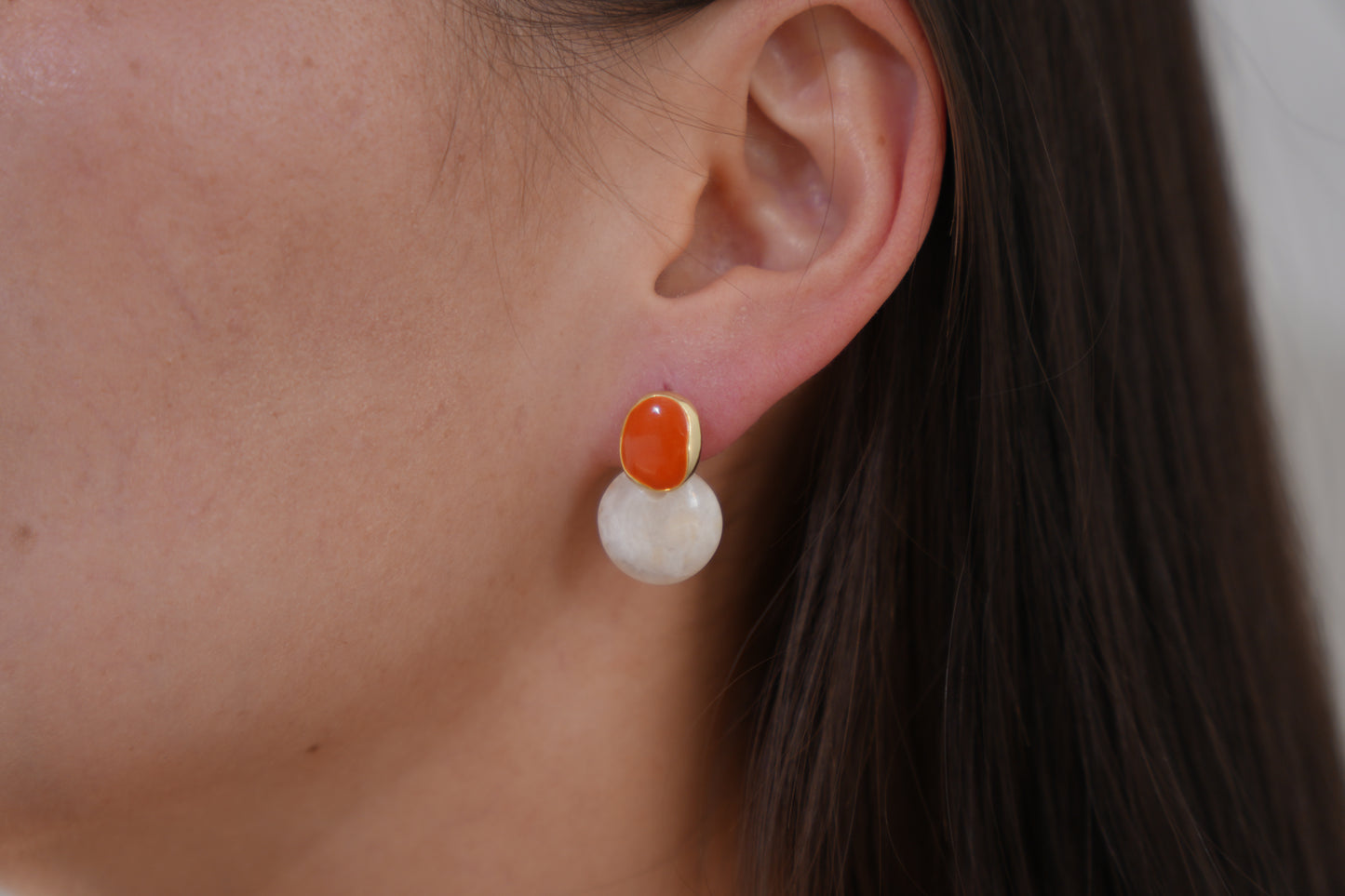 Coral Cream Drop Earrings