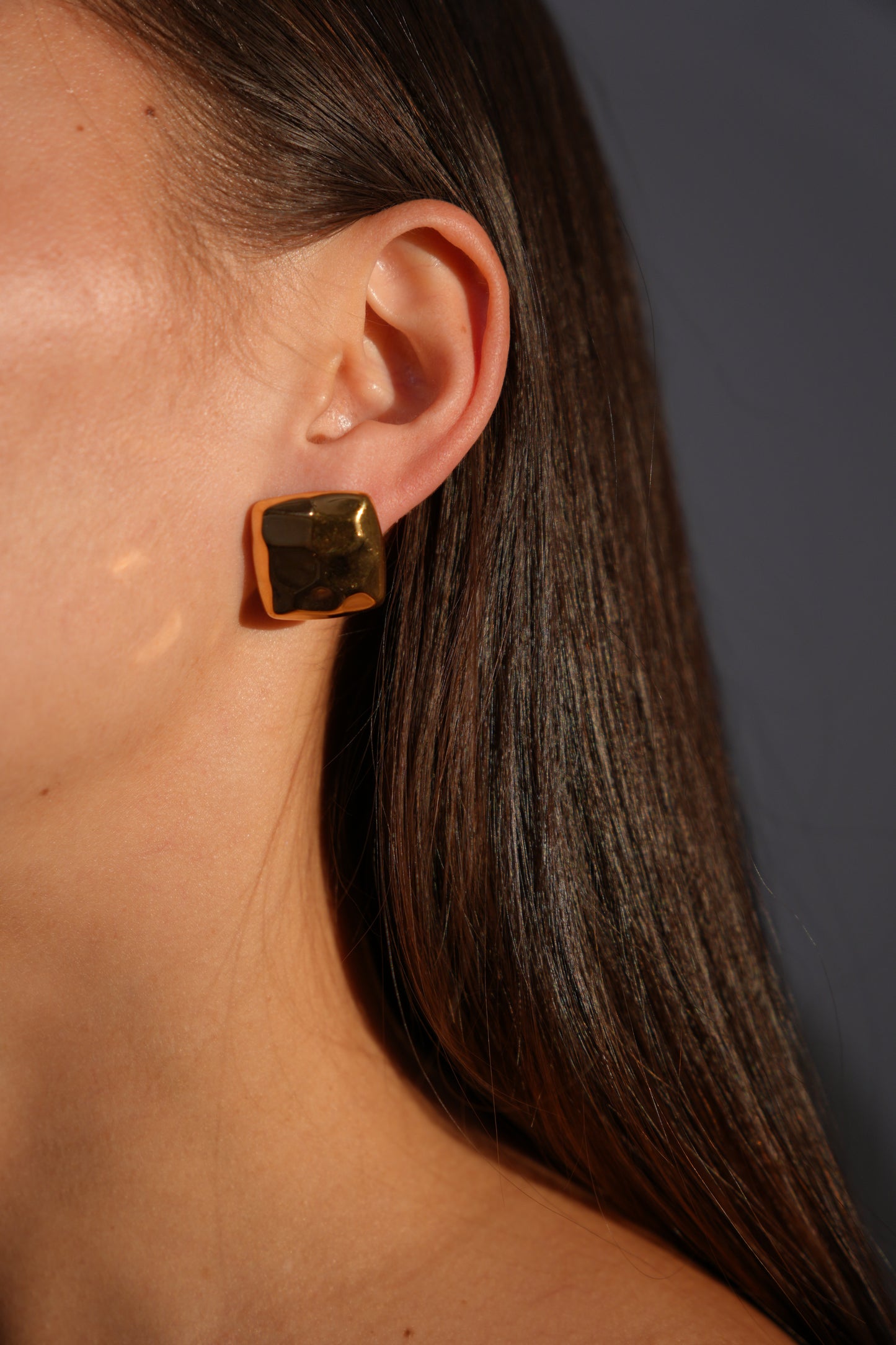Hammered Cushion Stud Earrings