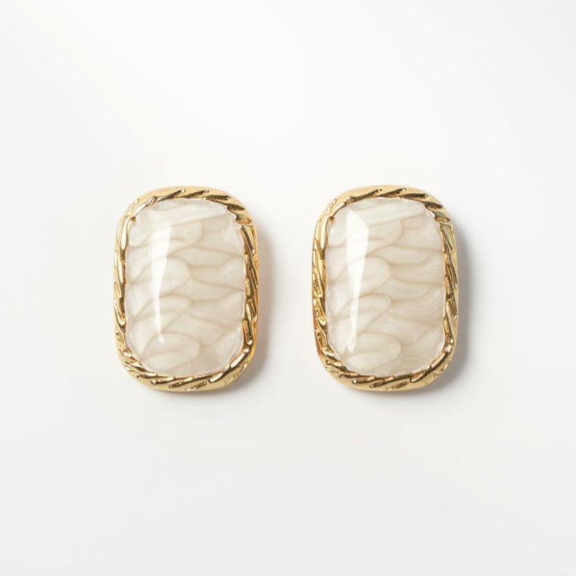 Ivory Glass Clip-Ons