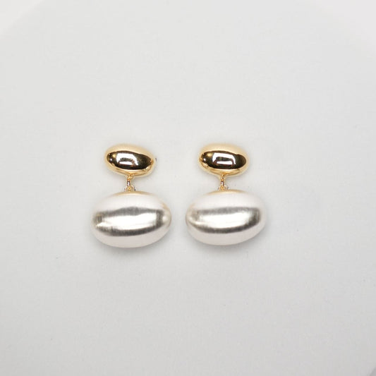 Two-Tone Pebble Drop Earrings