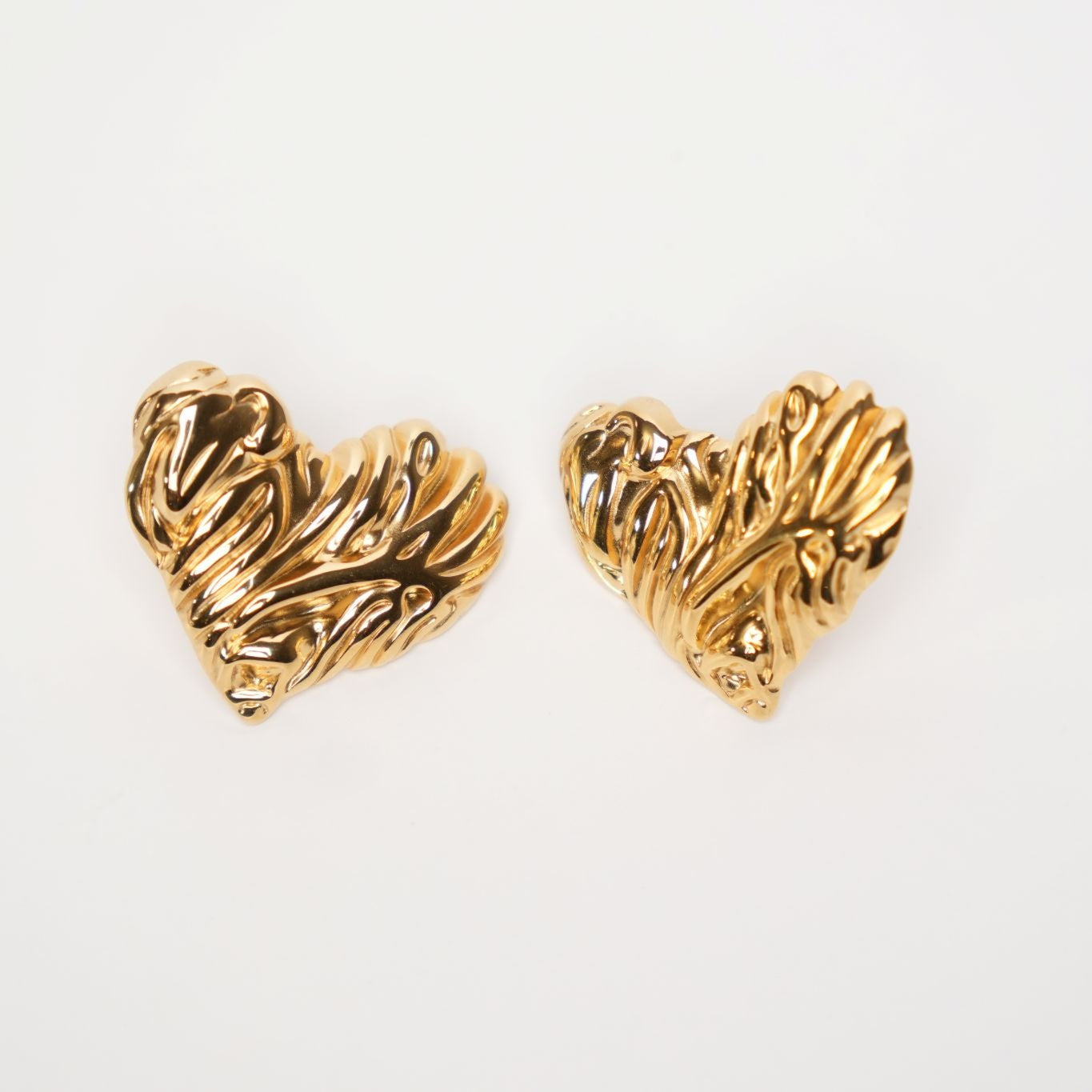 Molten Heart Gold Stud Earrings