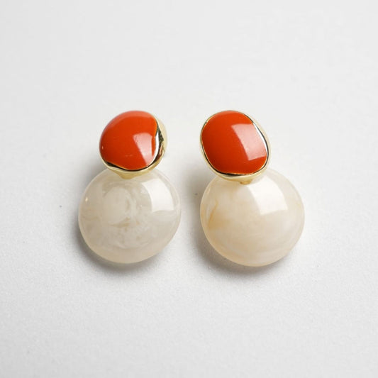 Coral Cream Drop Earrings