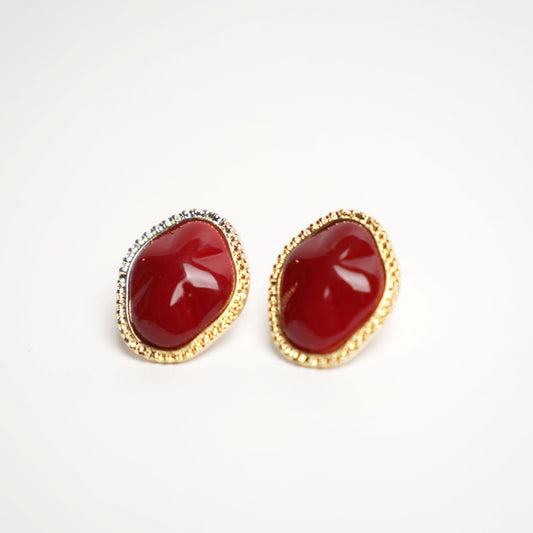 Crimson Gem Stud Earrings