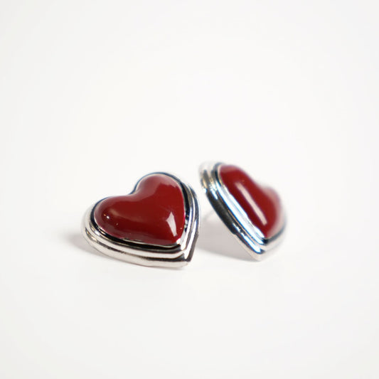 Silver Heart Stud Earrings