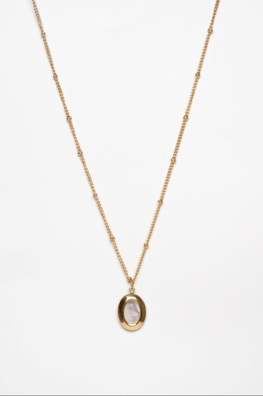 Moonstone Oval Charm Necklace
