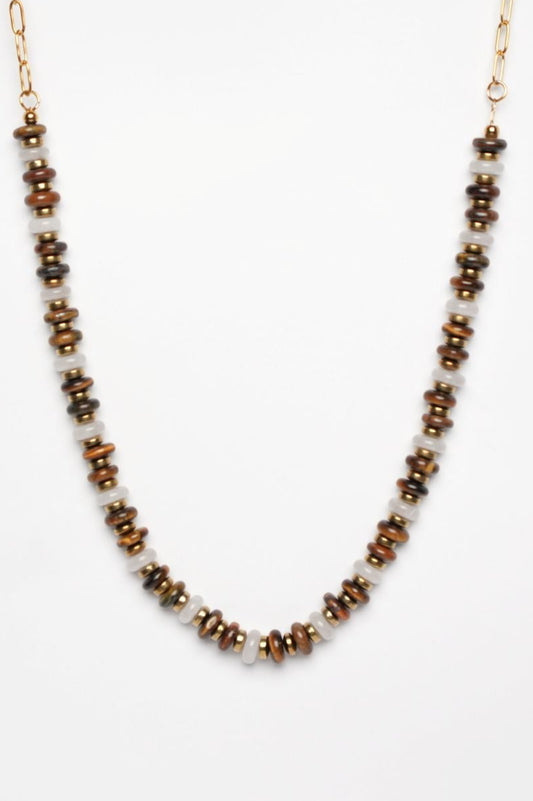 Tiger Eye & Shell Bead Necklace