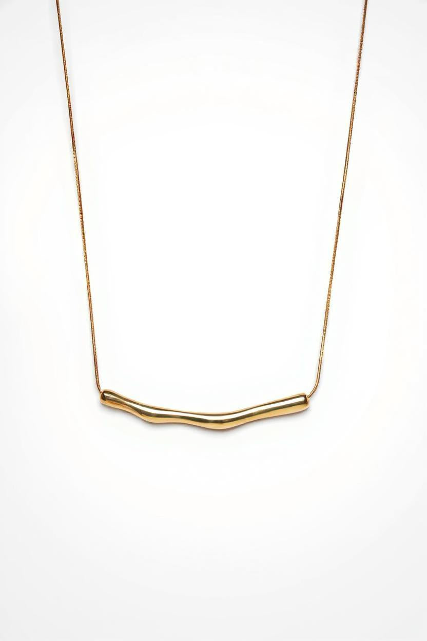 Golden Wave Bar Necklace