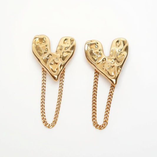 Melted Heart Chain Earrings