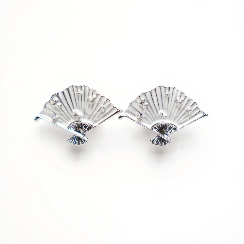 Silver Fan Bloom Studs