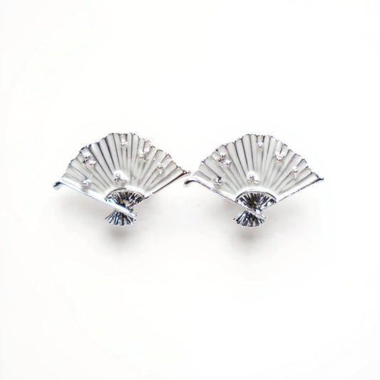 Silver Fan Bloom Studs