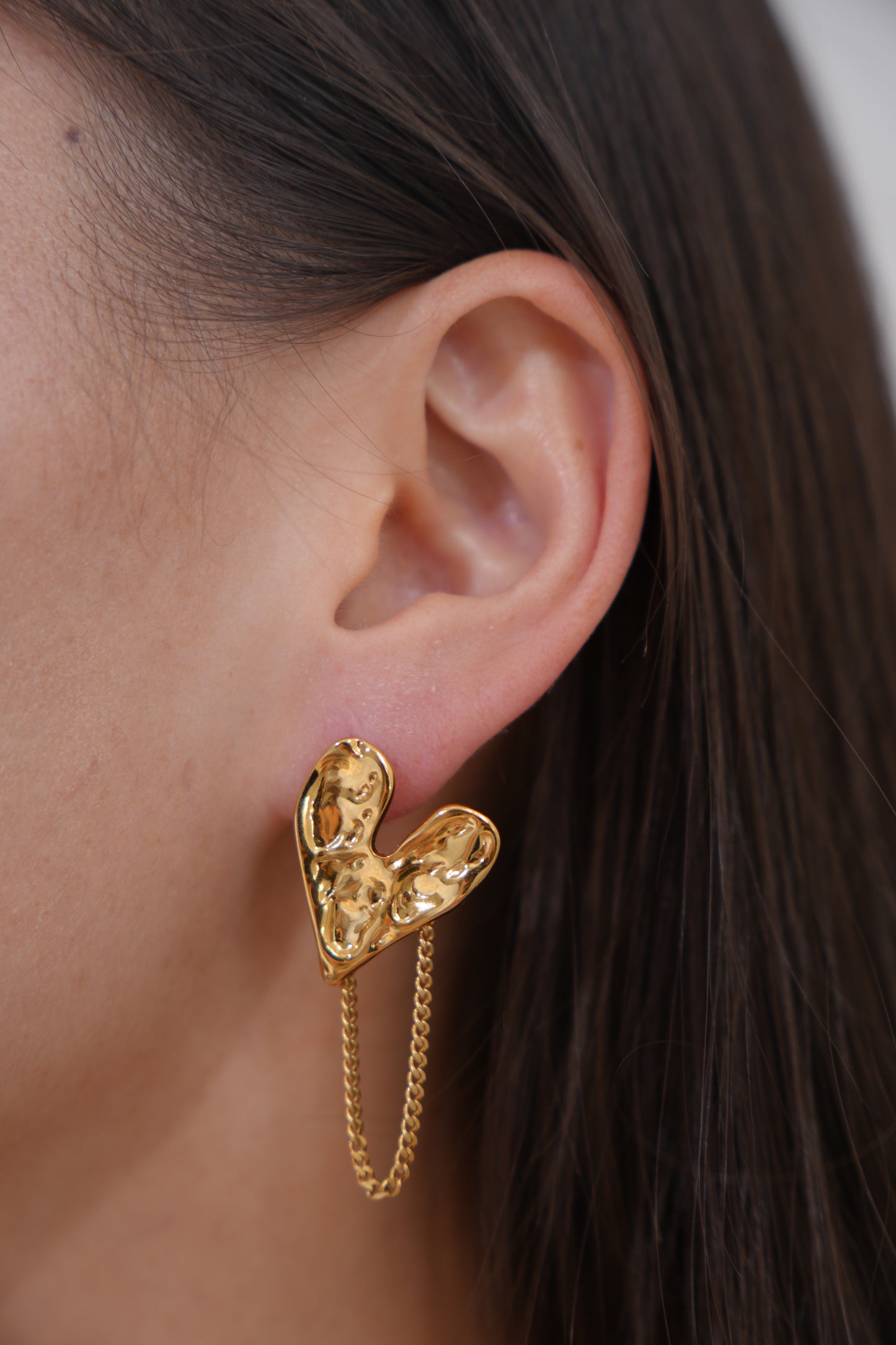 Melted Heart Chain Earrings