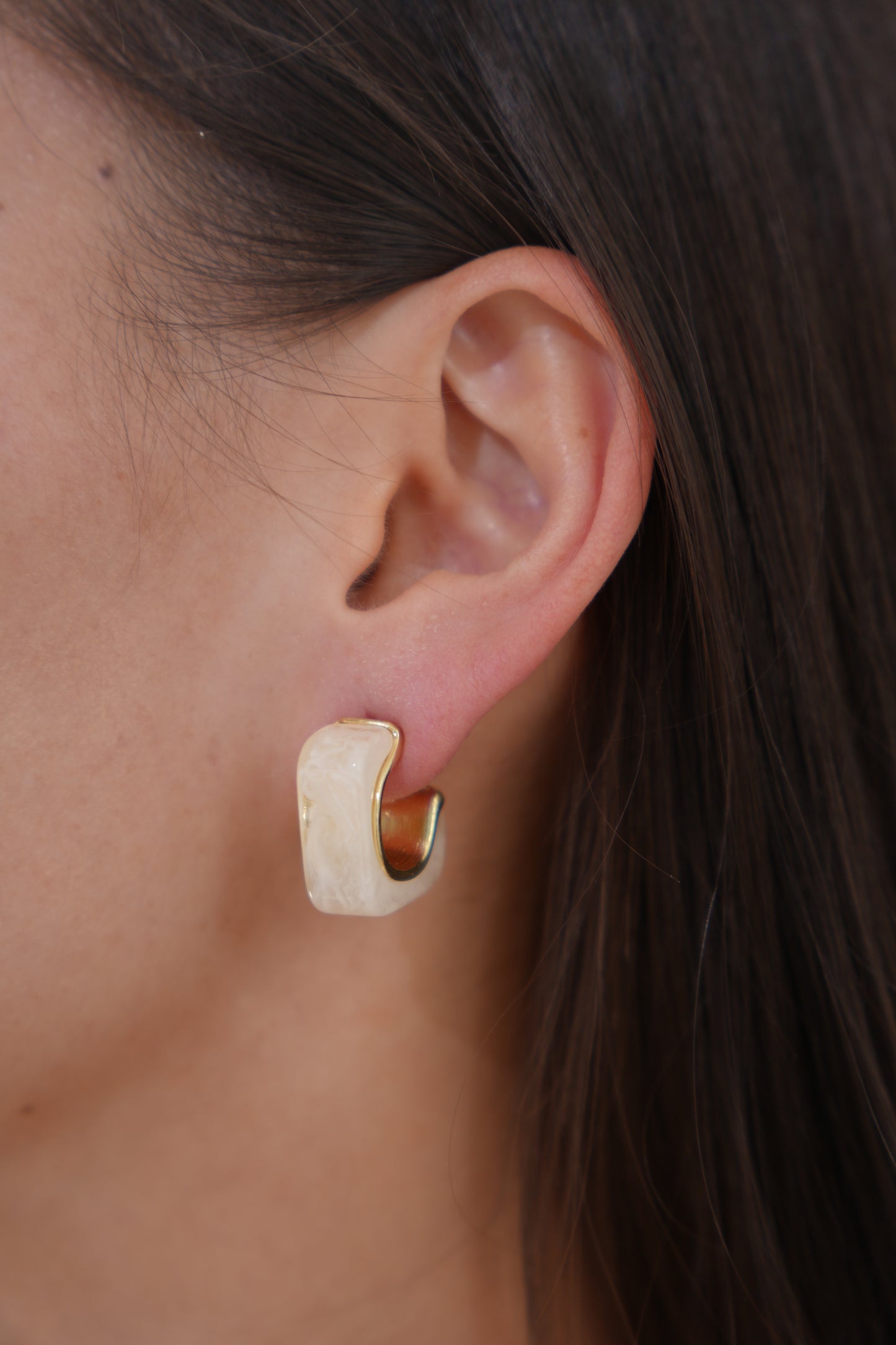 Blush Marbled Hoop Earrings