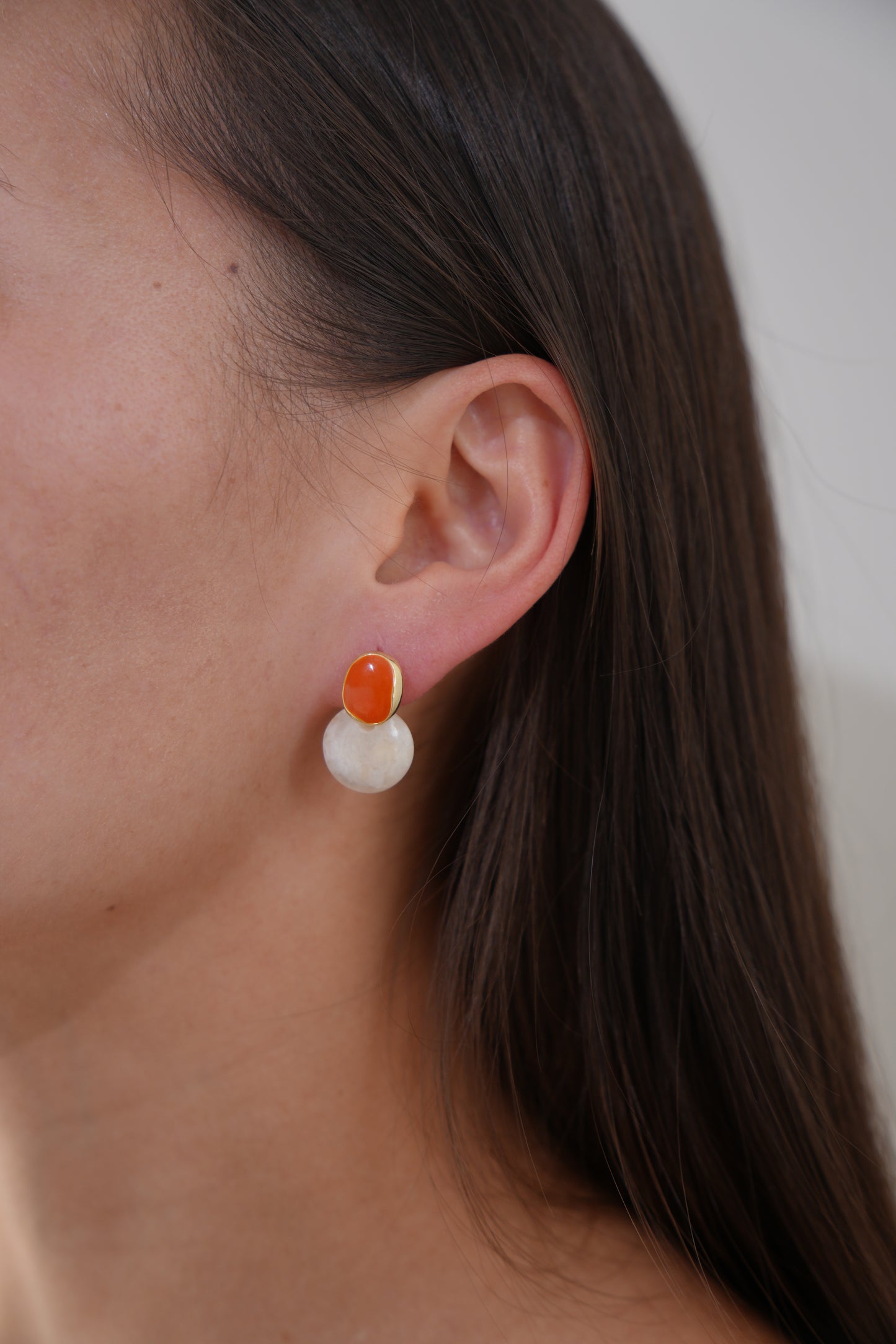 Coral Cream Drop Earrings