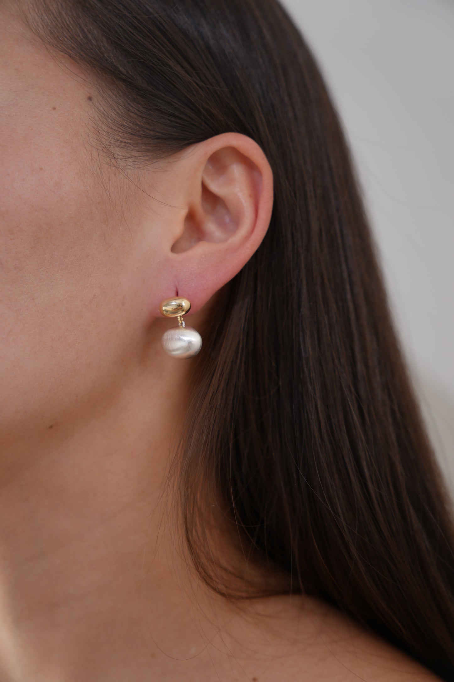 Two-Tone Pebble Drop Earrings