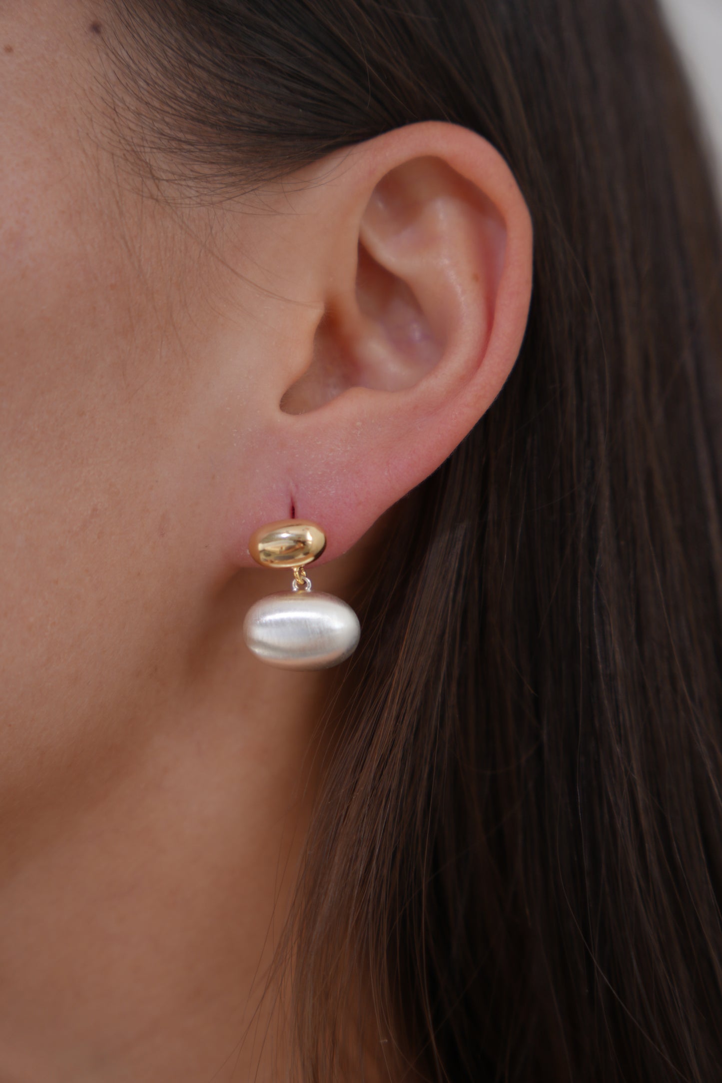 Two-Tone Pebble Drop Earrings