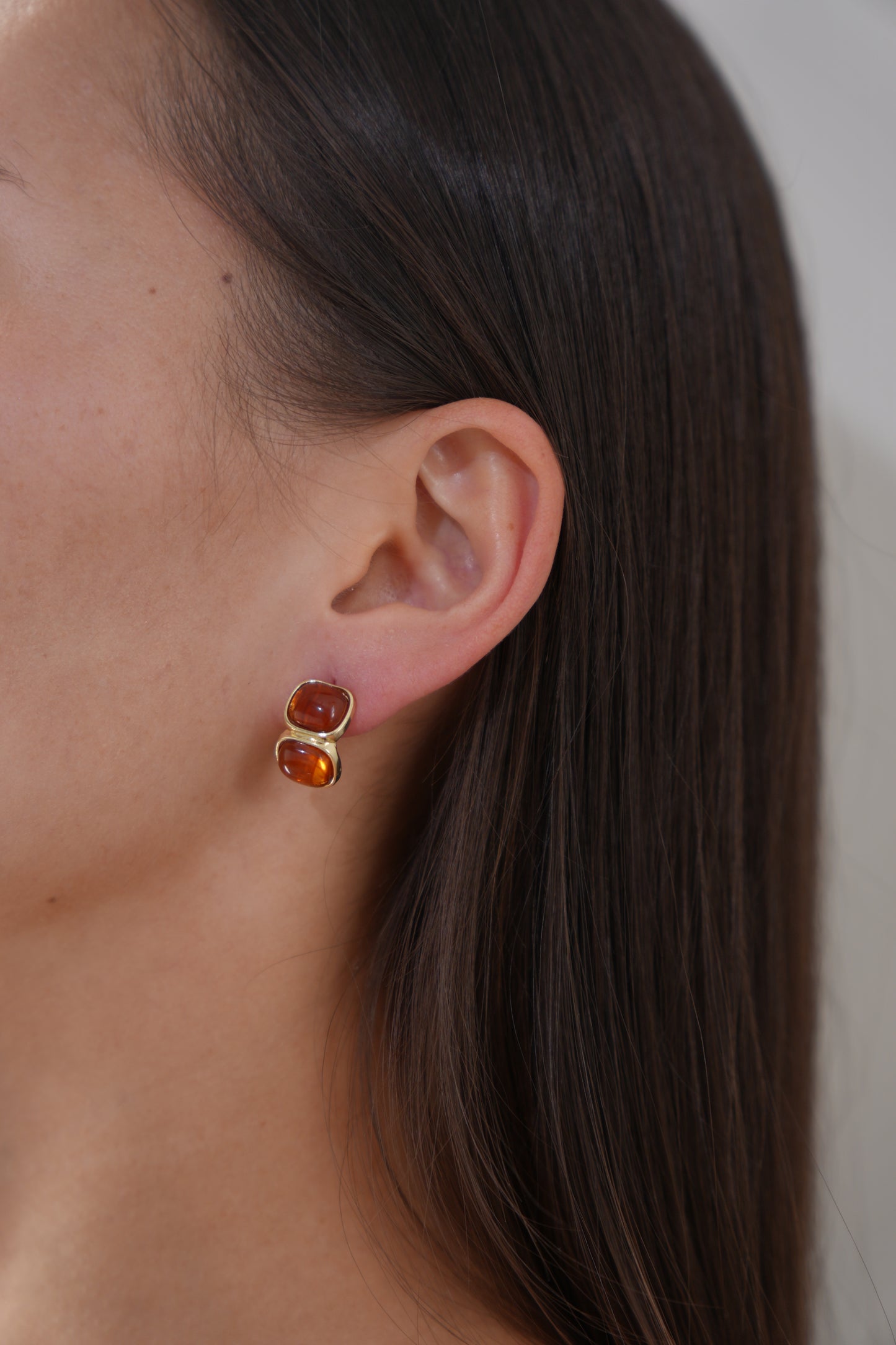 Amber & Rose Gold Stud Earrings