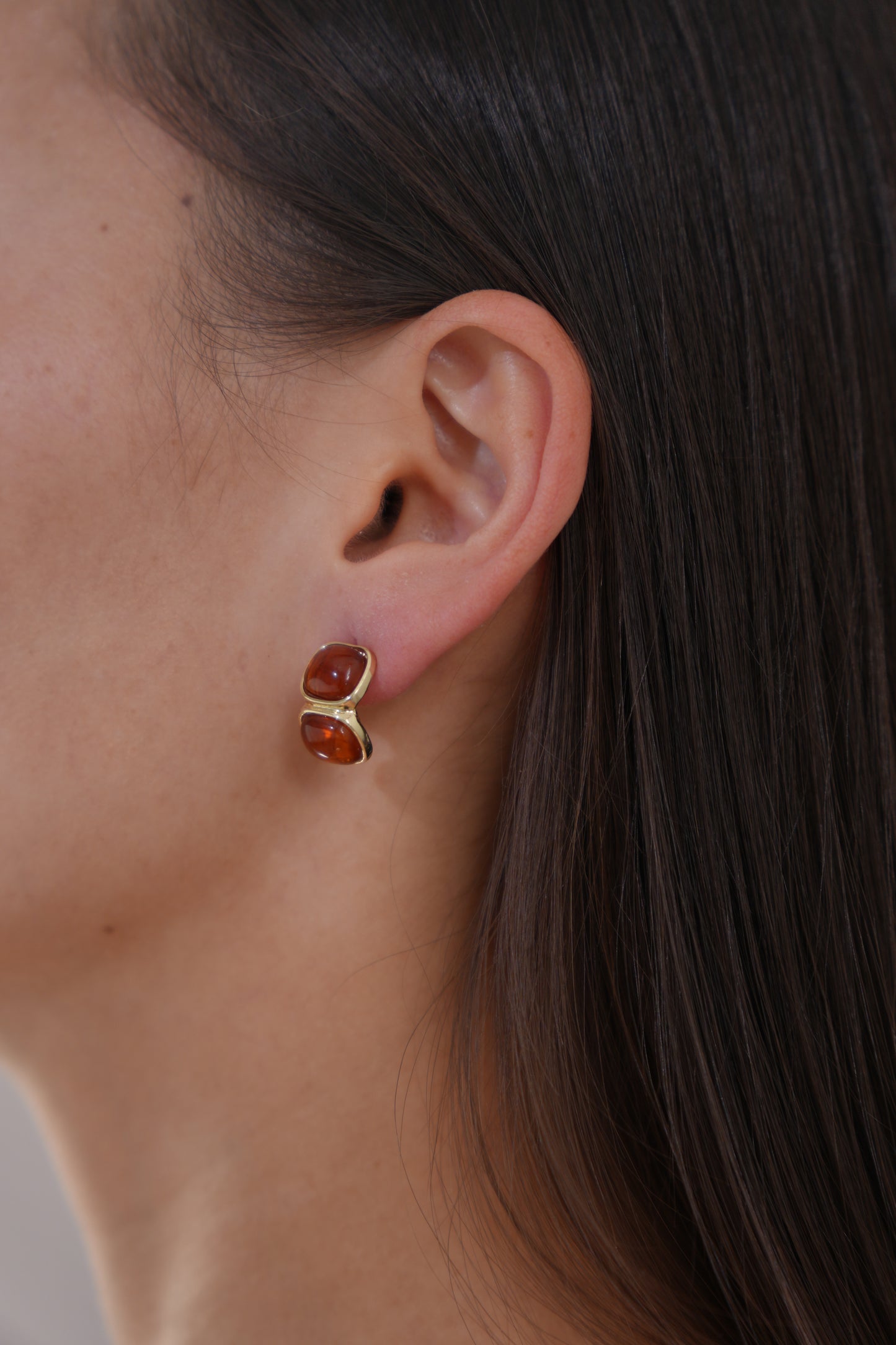 Amber & Rose Gold Stud Earrings