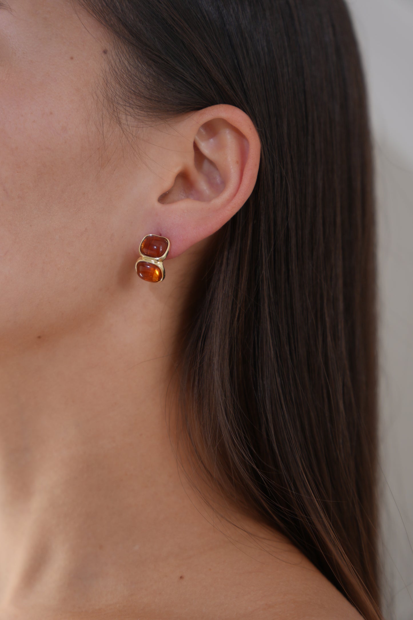 Amber & Rose Gold Stud Earrings