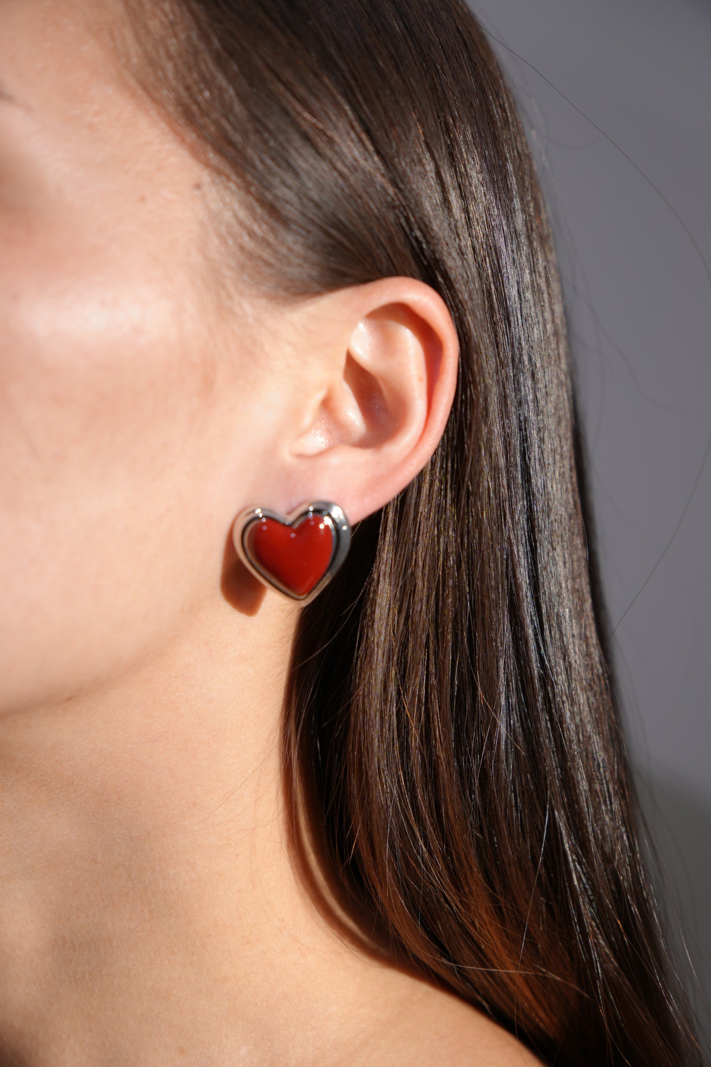 Silver Heart Stud Earrings