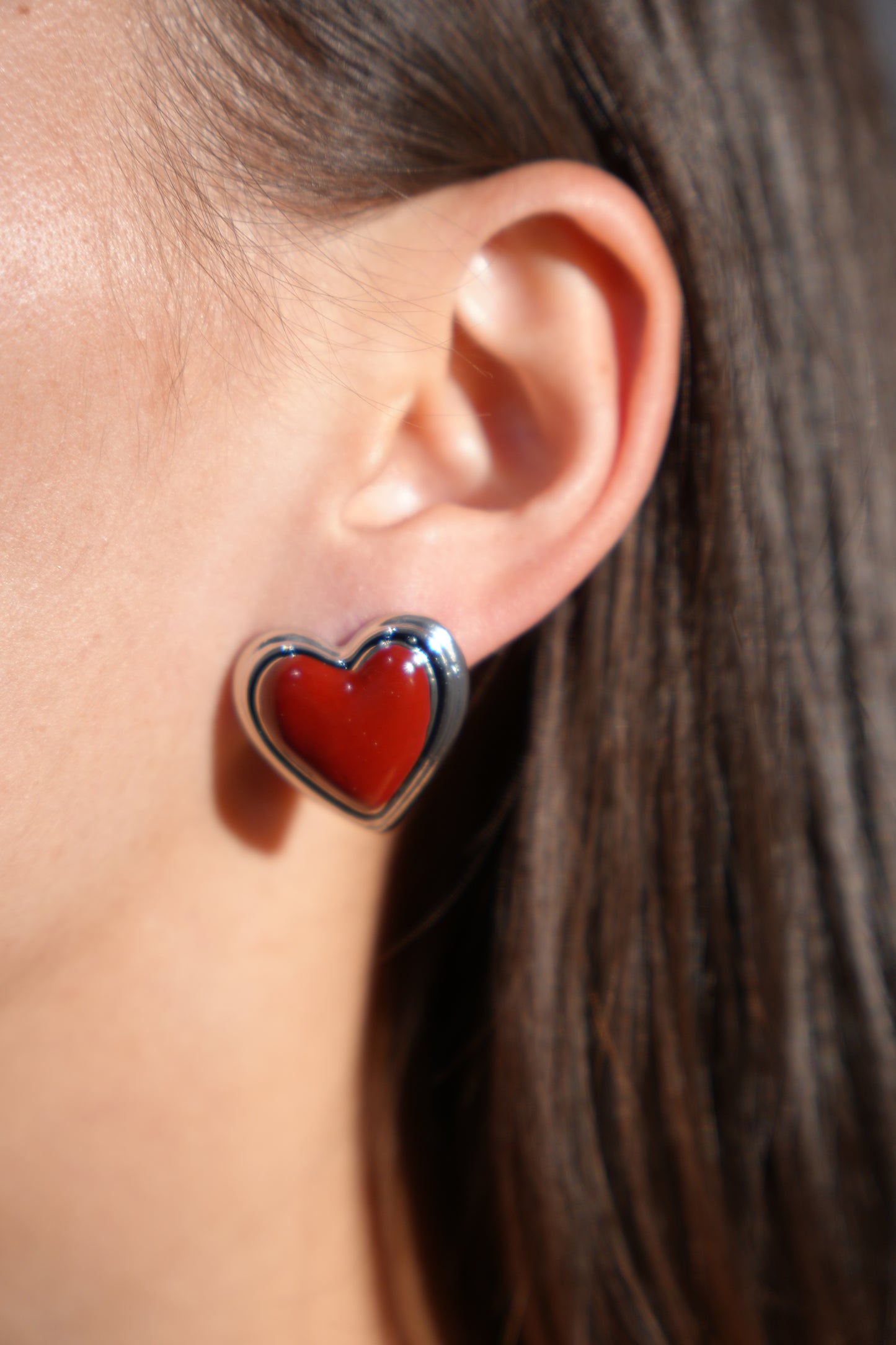 Silver Heart Stud Earrings