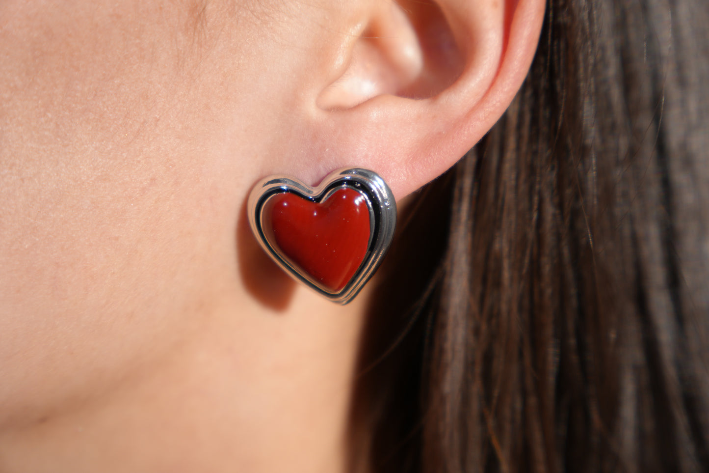 Silver Heart Stud Earrings