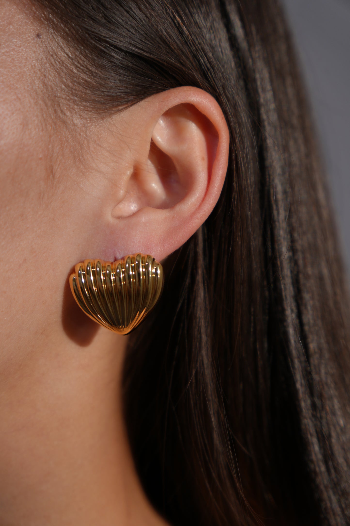Golden Shell Heart Studs