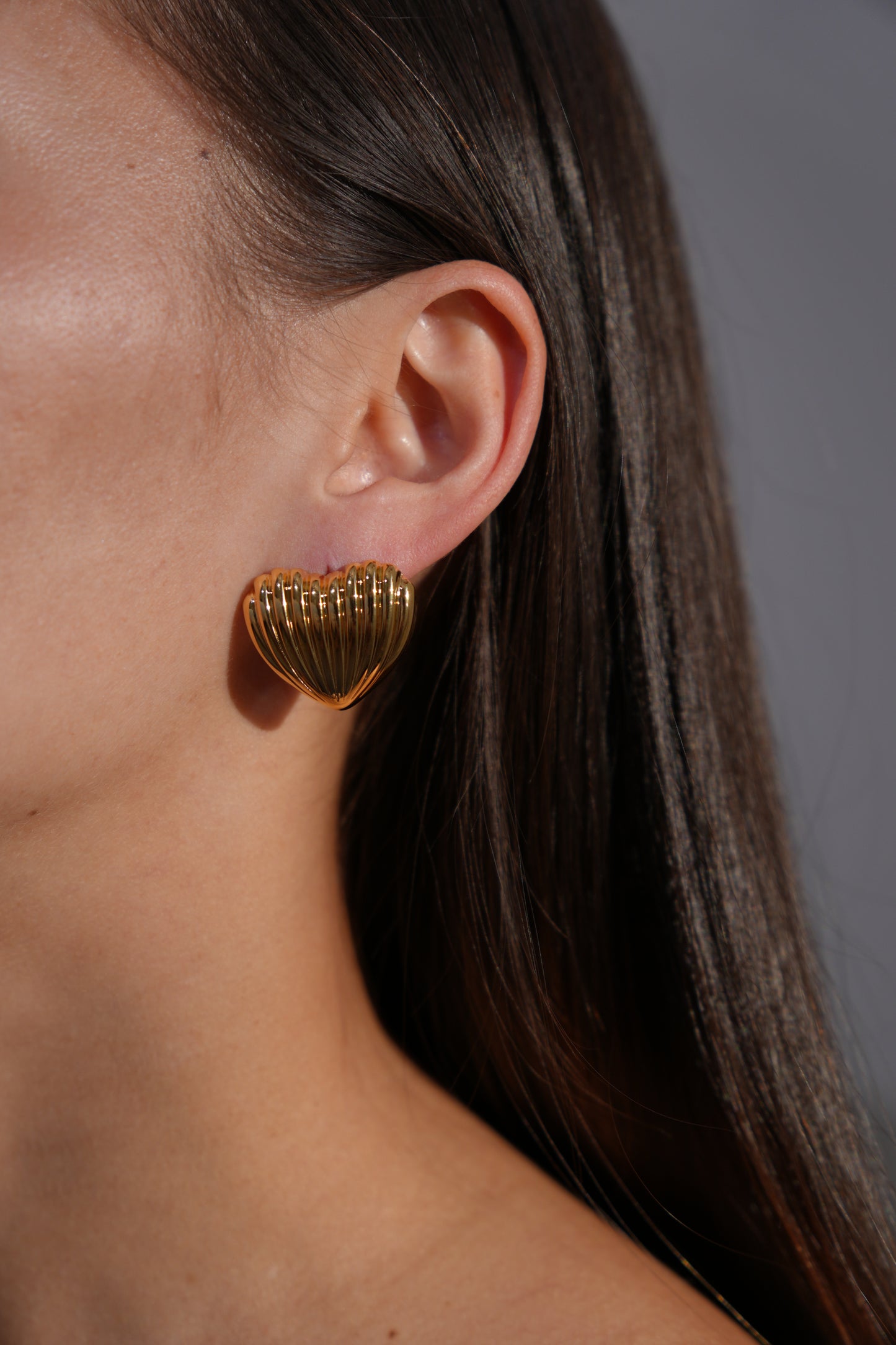 Golden Shell Heart Studs