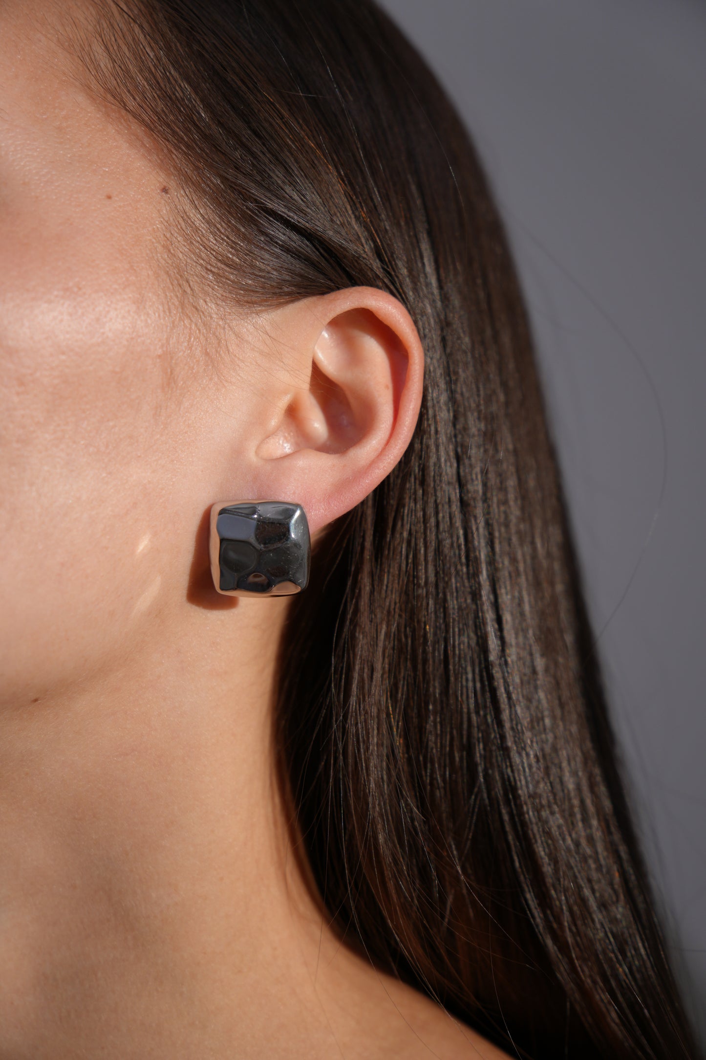 Hammered Cushion Stud Earrings