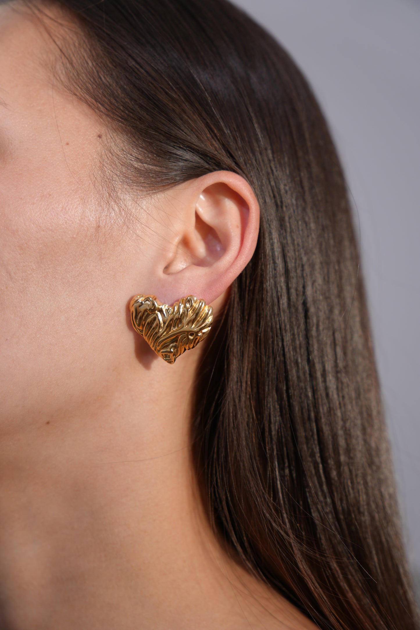 Molten Heart Gold Stud Earrings