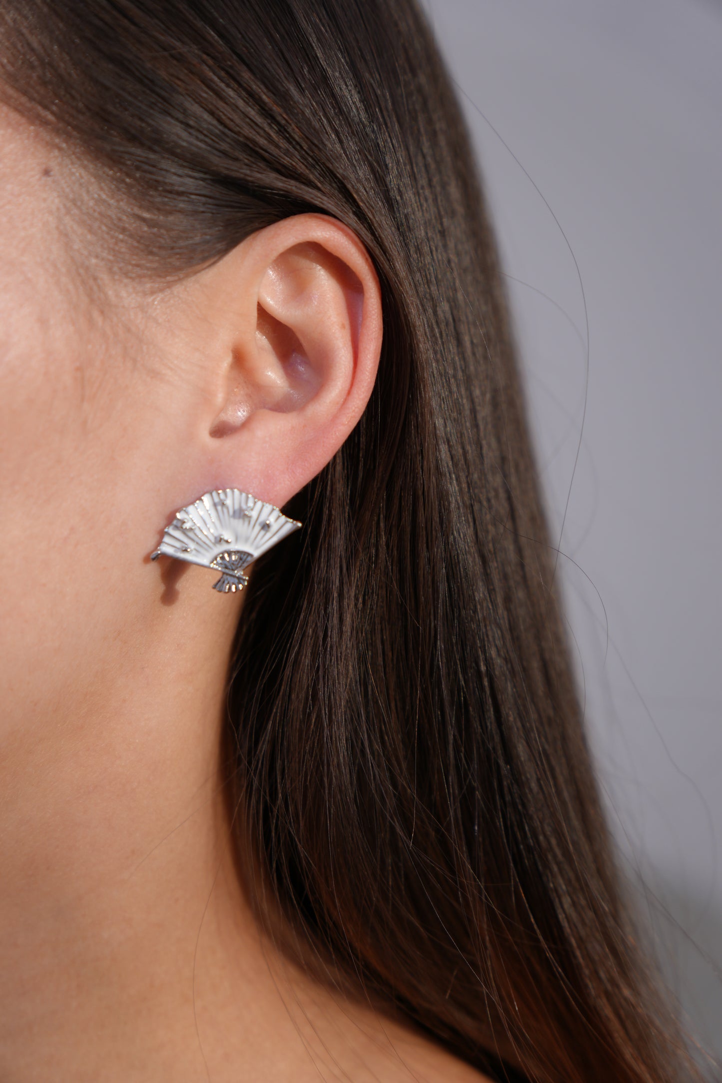 Silver Fan Bloom Studs