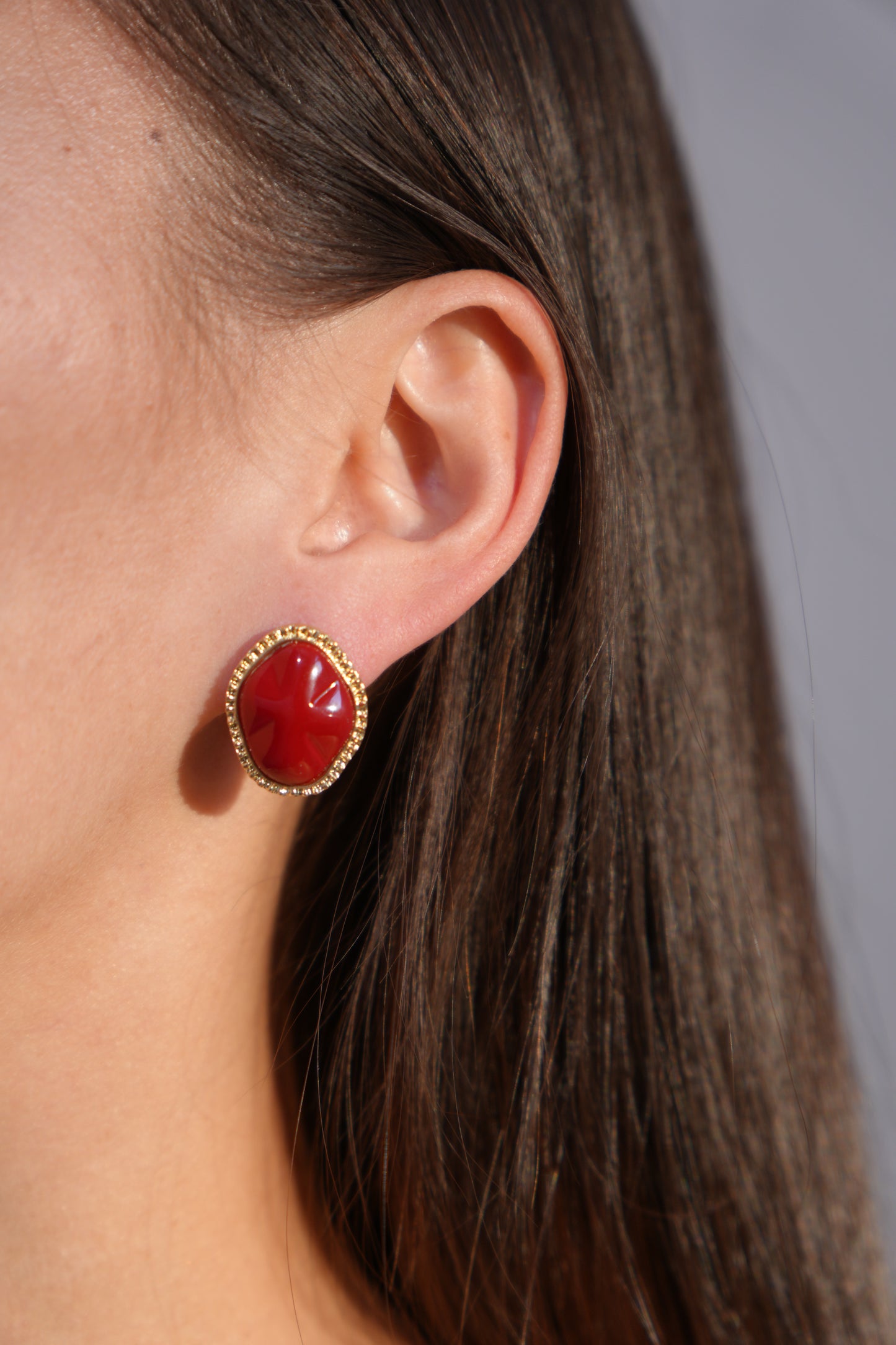 Crimson Gem Stud Earrings