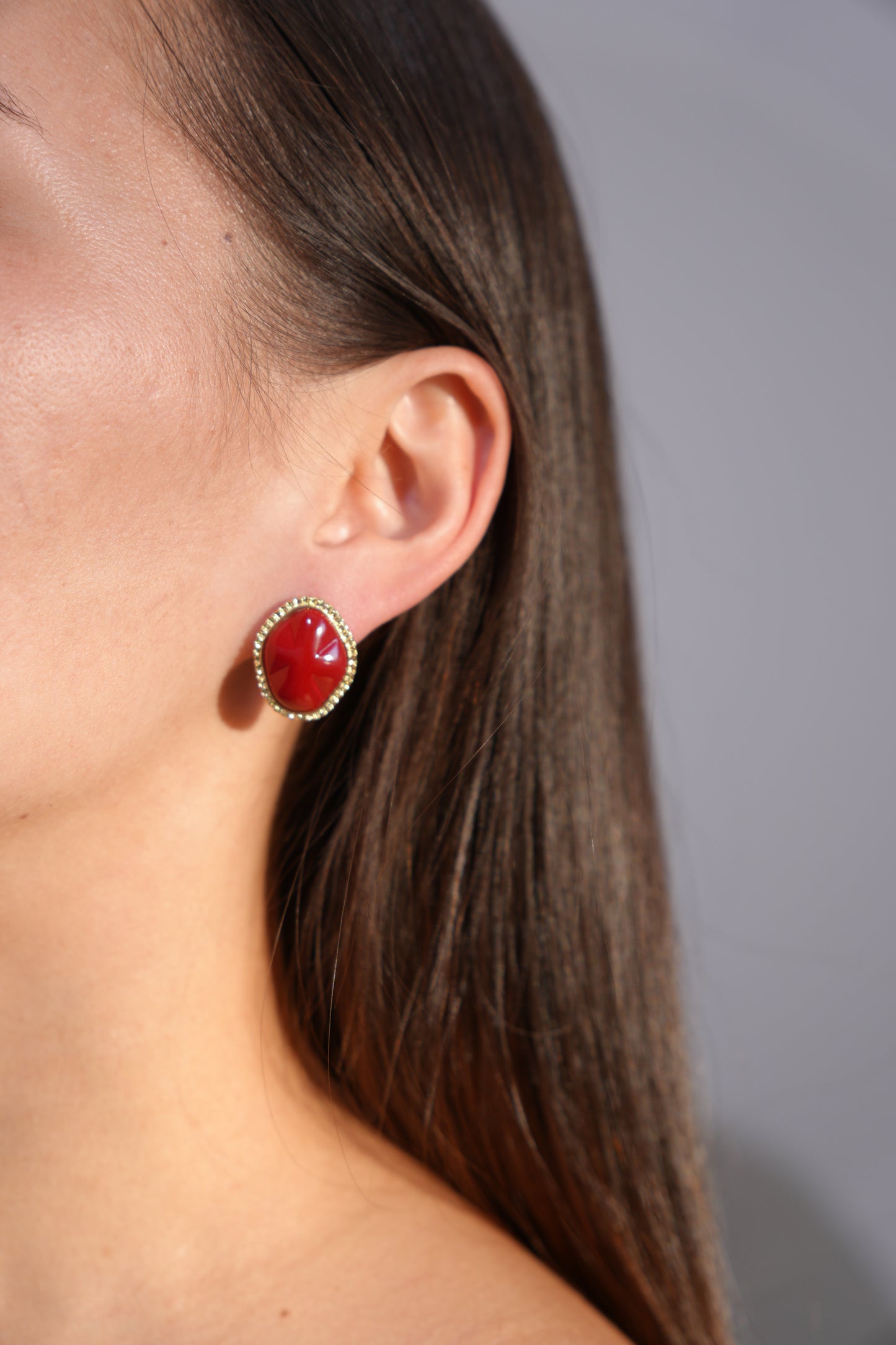 Crimson Gem Stud Earrings