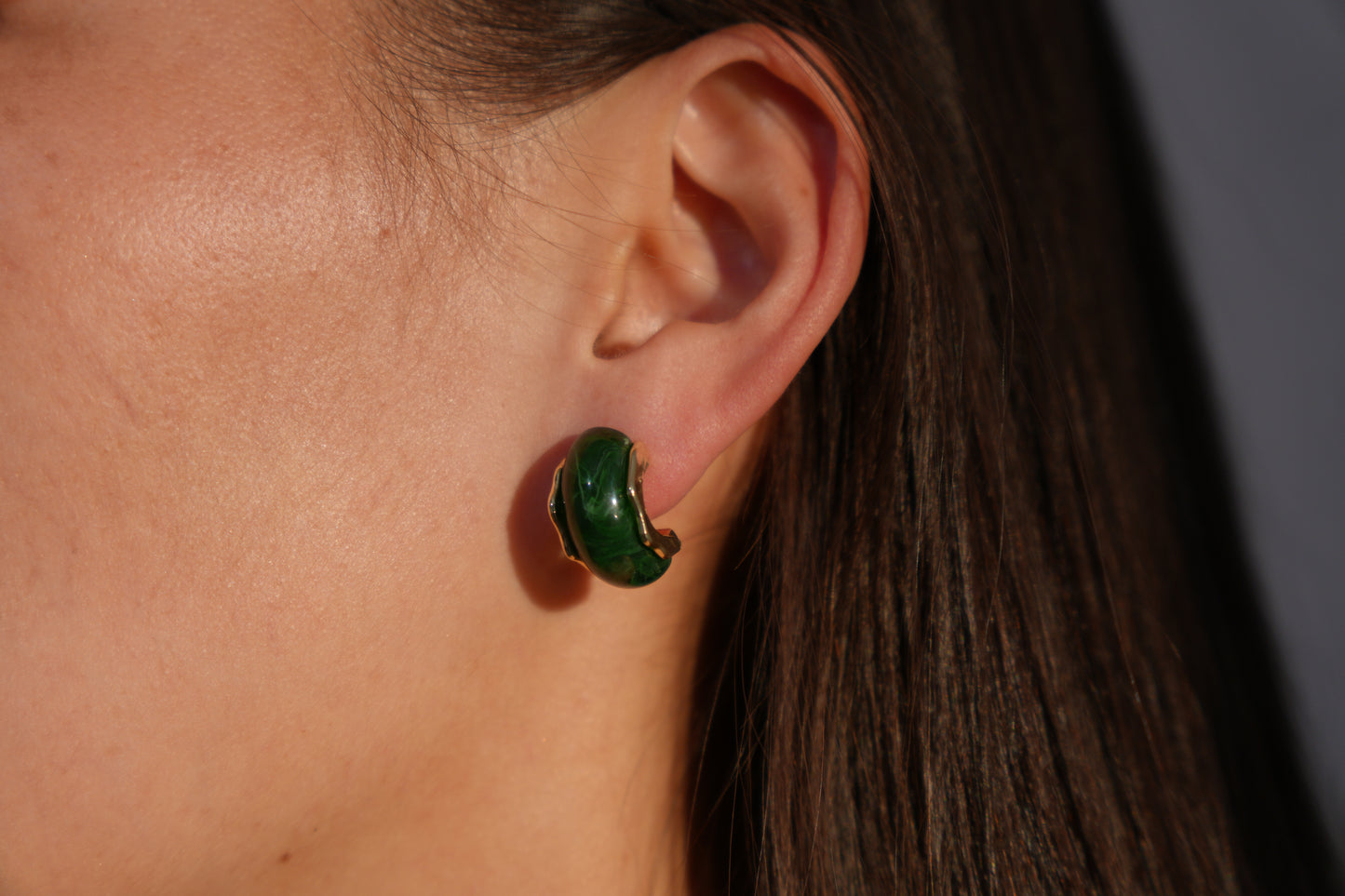 Emerald Resin Hoop Earrings