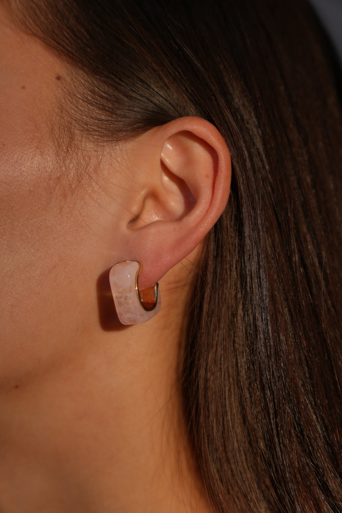 Blush Marbled Hoop Earrings