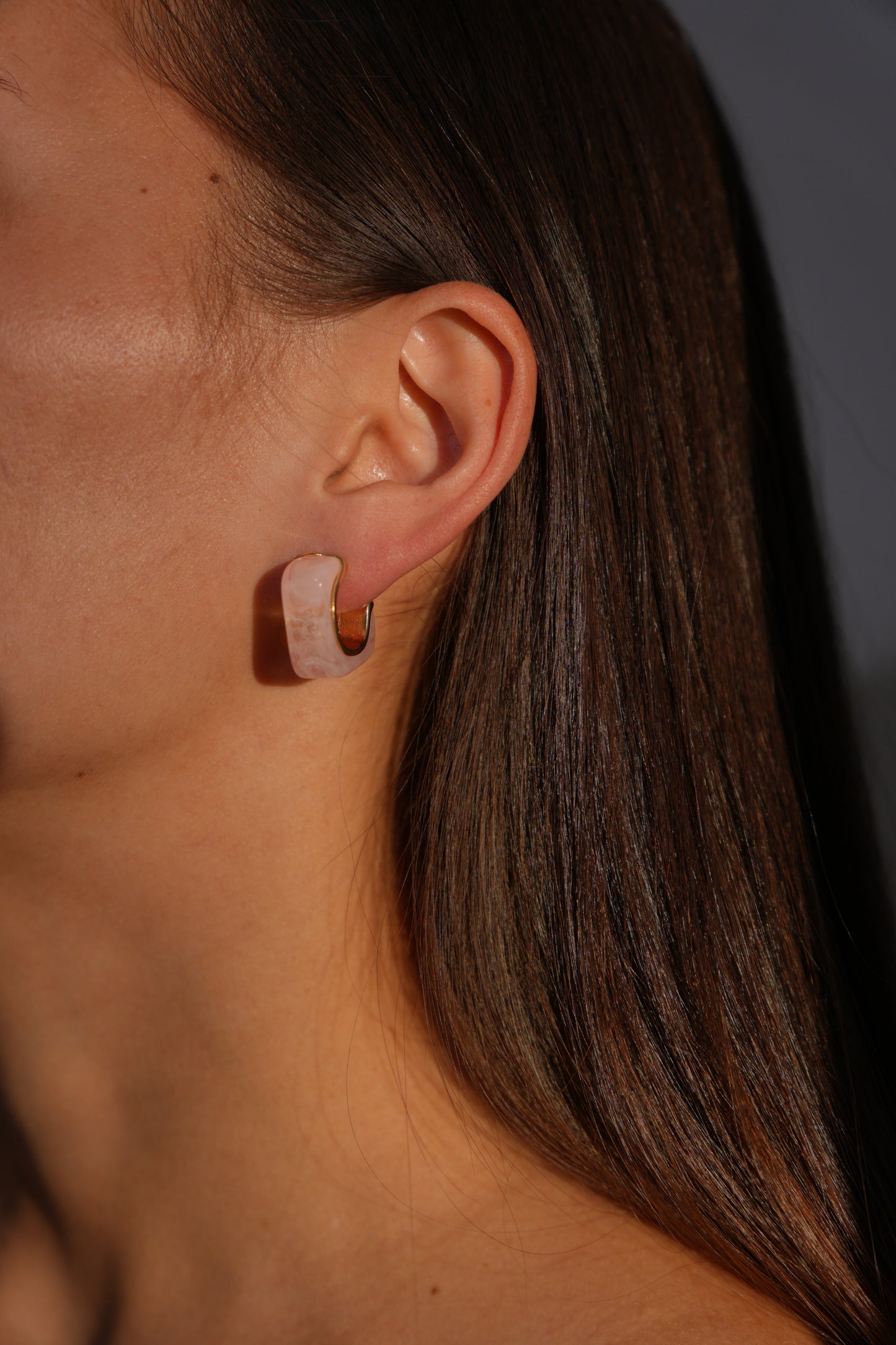 Blush Marbled Hoop Earrings