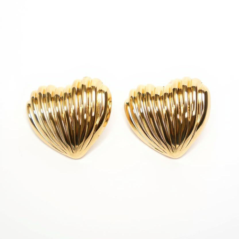 Golden Shell Heart Studs