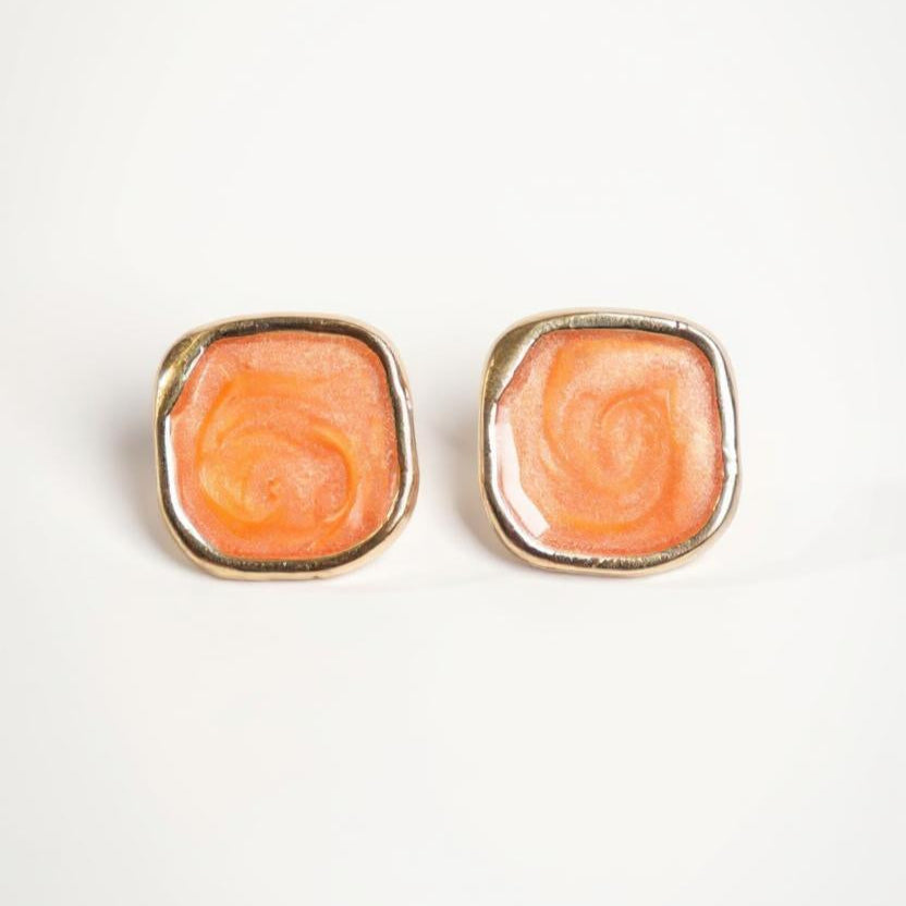 Sunset Swirl Square Stud Earrings