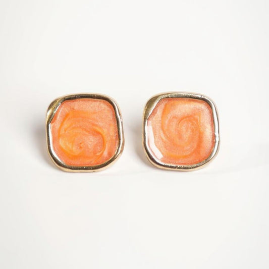 Sunset Swirl Square Stud Earrings